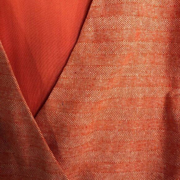 REVOLVE Line and Dot Zoe Wrap Top Linen Blend Puff Sleeve V-Neck Orange Small - Picture 3 of 11